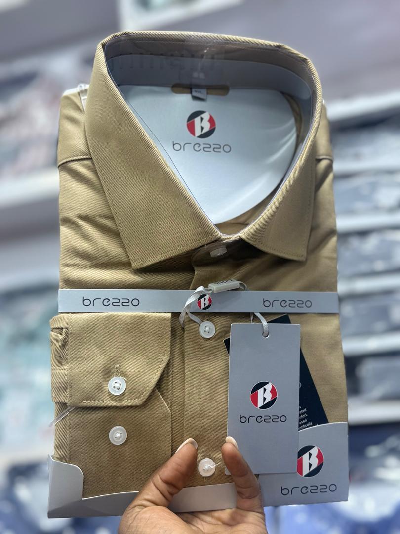 Men's Khaki Formal Dress Shirt – Brezzo