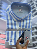 Men's Bold Blue & White Wide Stripe Shirt – Brezzo