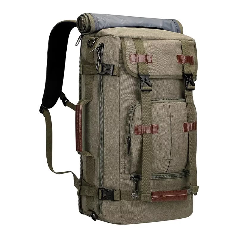3-in-1 Tactical Canvas Backpack & Duffel with Hidden Straps