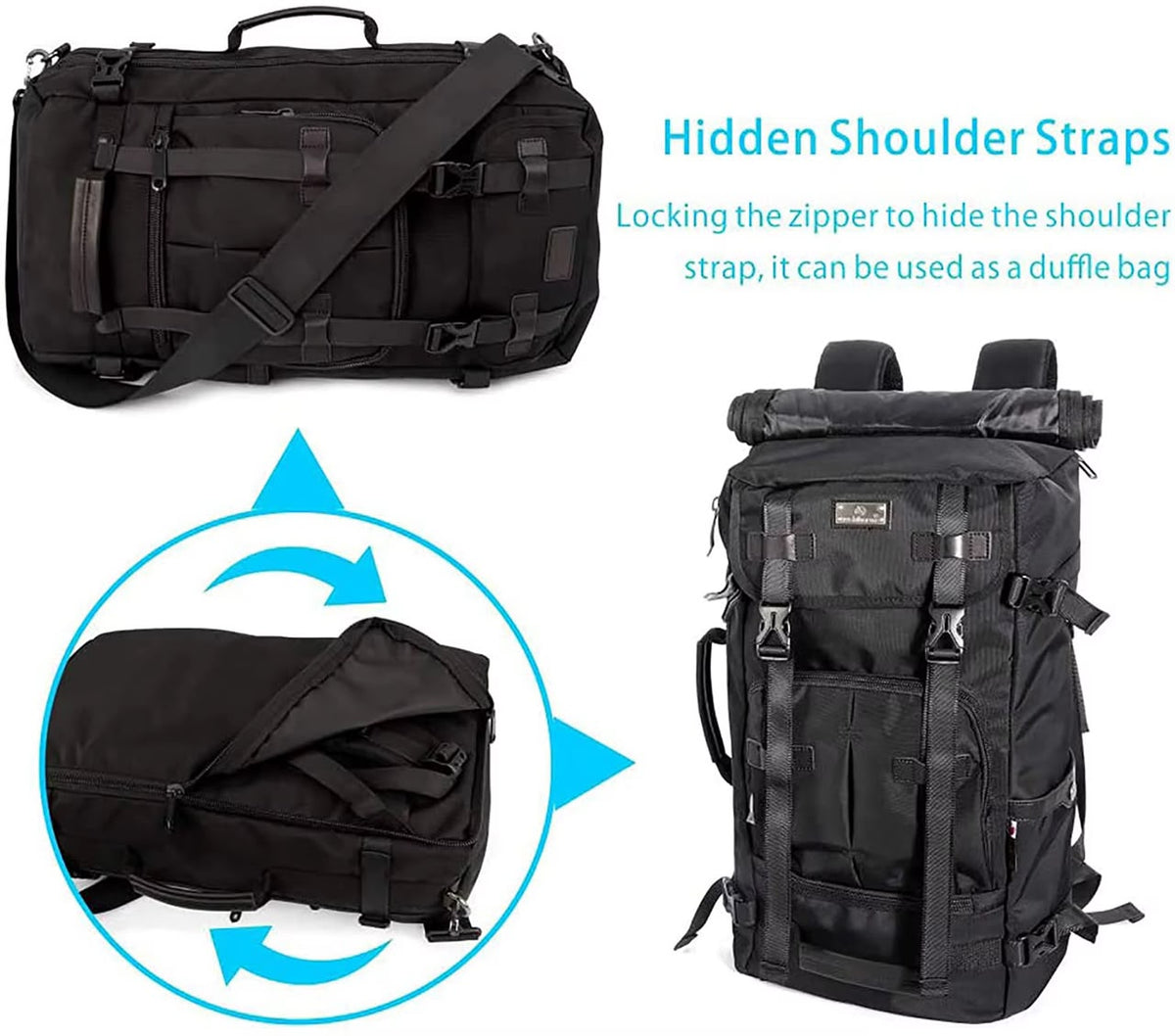 3-in-1 Tactical Canvas Backpack & Duffel with Hidden Straps