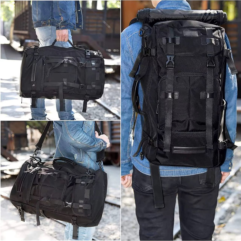 3-in-1 Tactical Canvas Backpack & Duffel with Hidden Straps