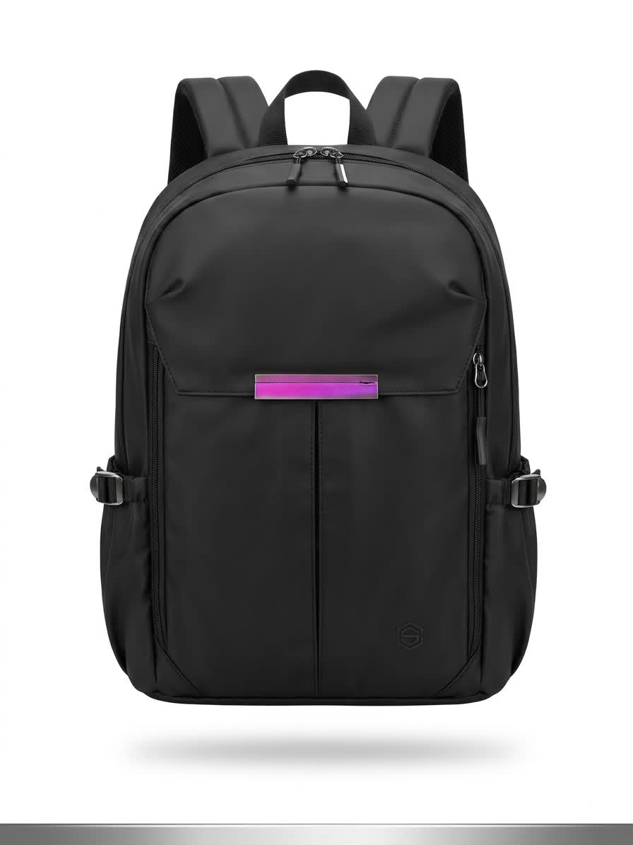 Black Backpack with Purple Accent