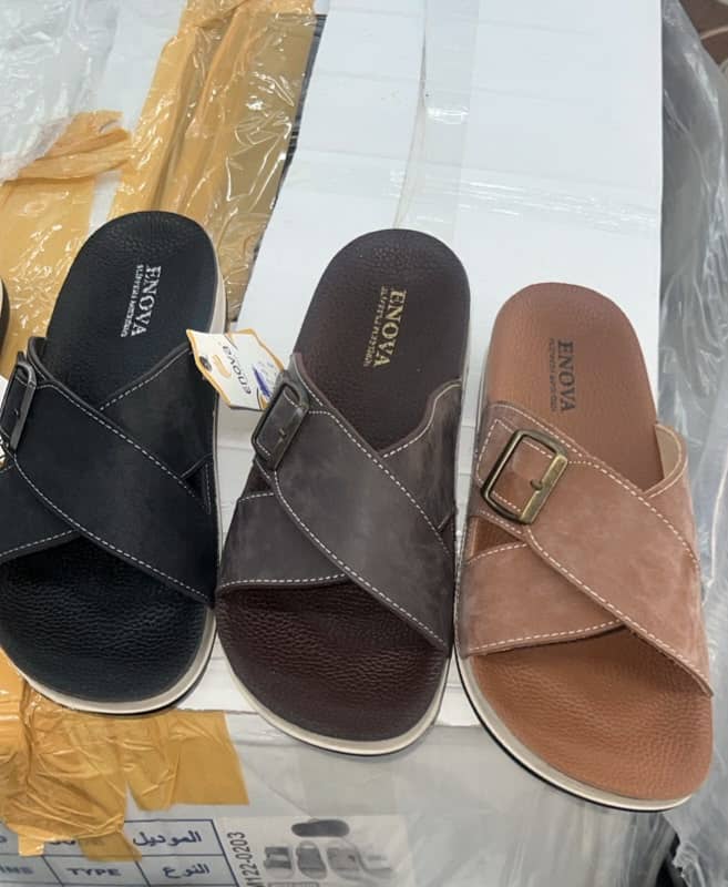 Enova Men's Cross-Strap Leather Slide Sandals