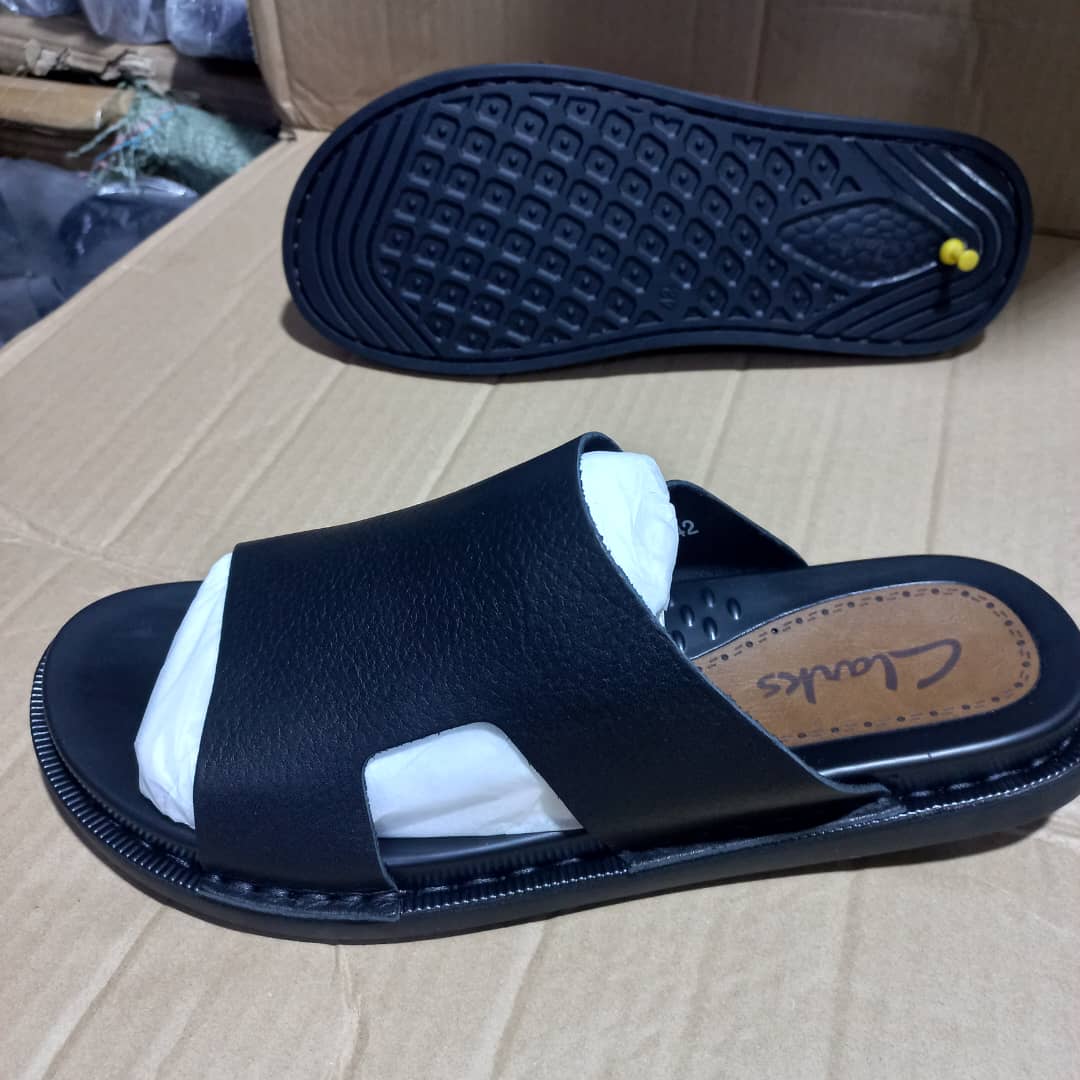 Clarks Men's H-Strap Leather Slide Sandals