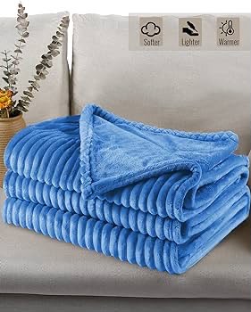 Soft Ribbed Flannel Throw Blanket