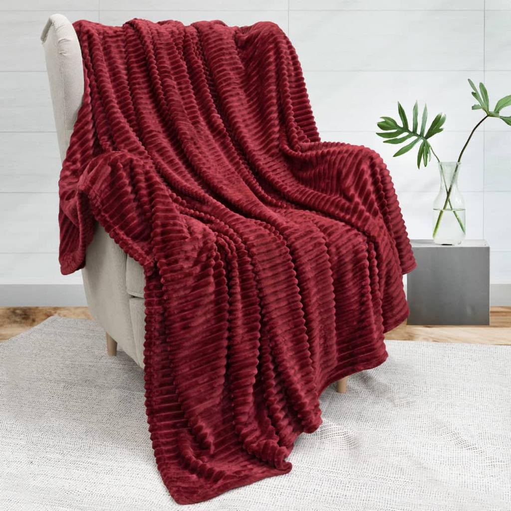 Soft Ribbed Flannel Throw Blanket