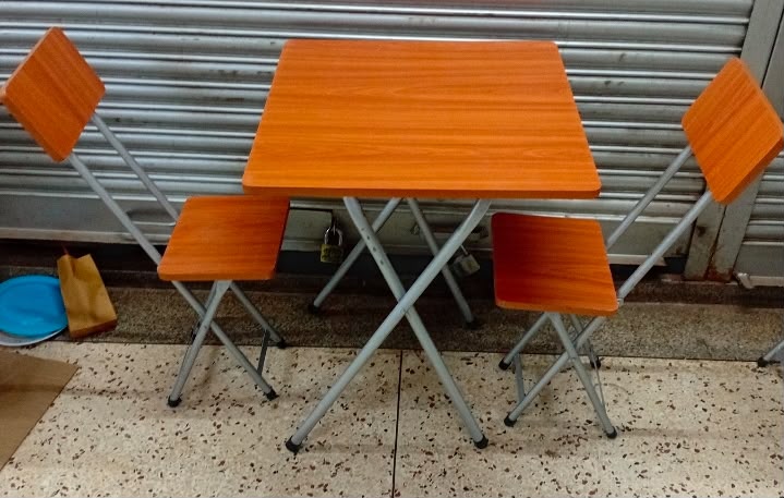 X-Shape Foldable Table Set with 2 Chairs