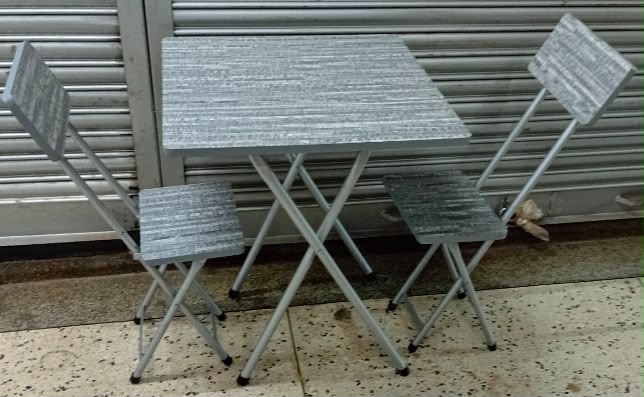 X-Shape Foldable Table Set with 2 Chairs