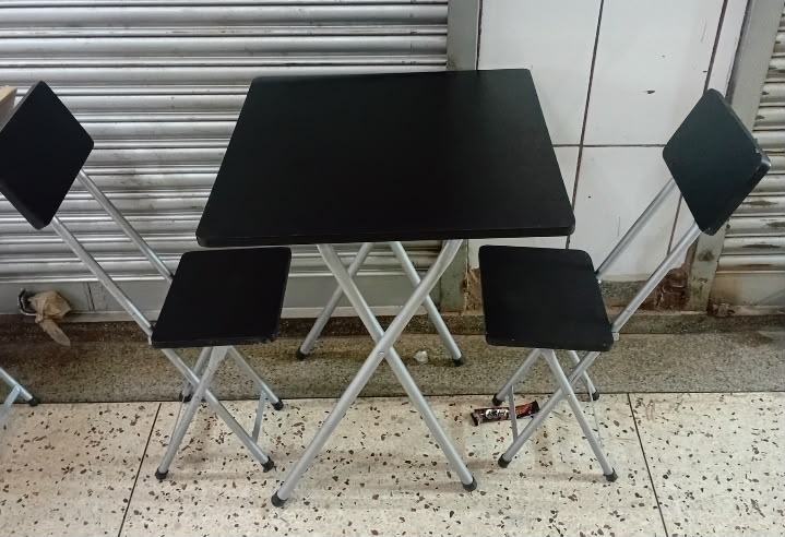 X-Shape Foldable Table Set with 2 Chairs