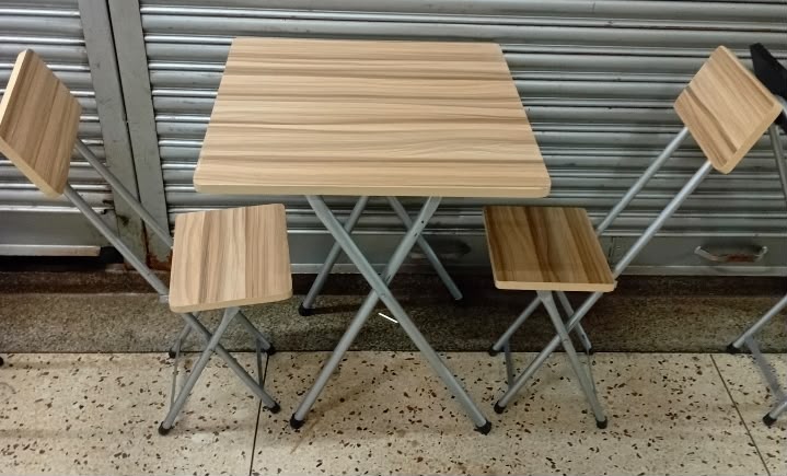 X-Shape Foldable Table Set with 2 Chairs