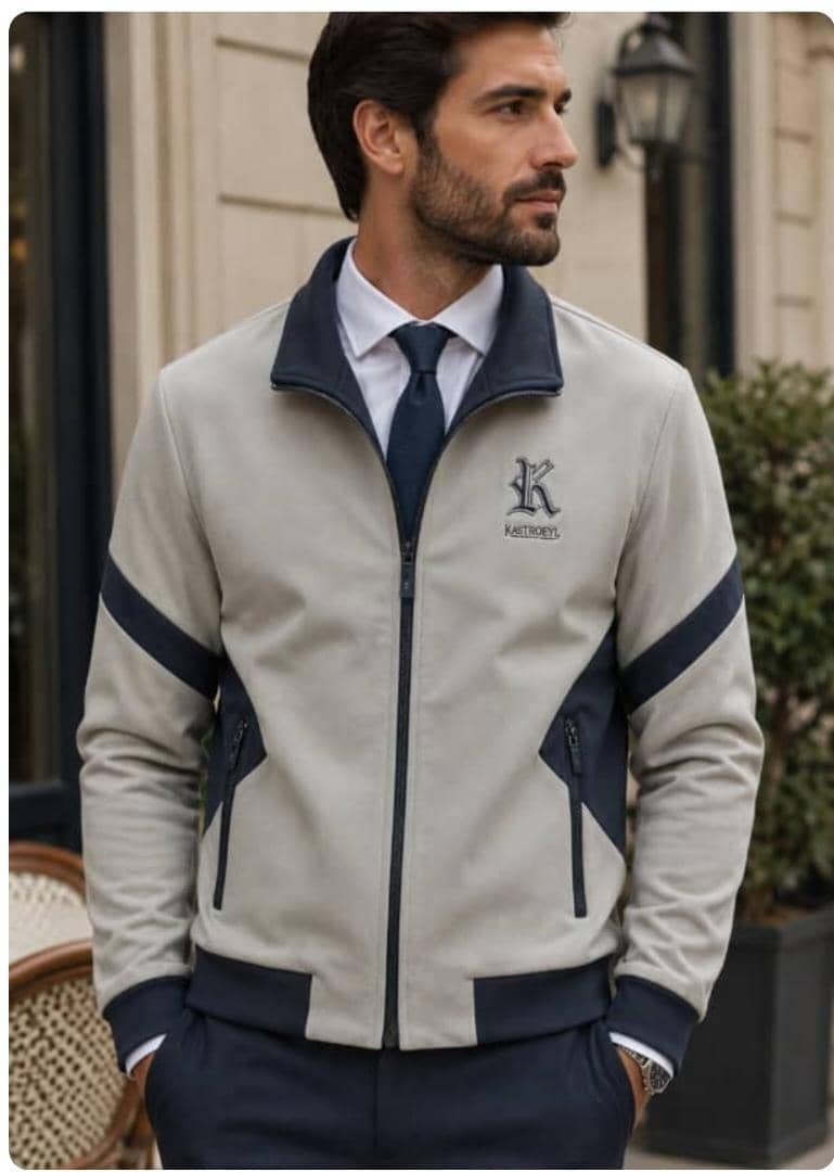 Men's Two-Tone Zip-Up Bomber Jacket