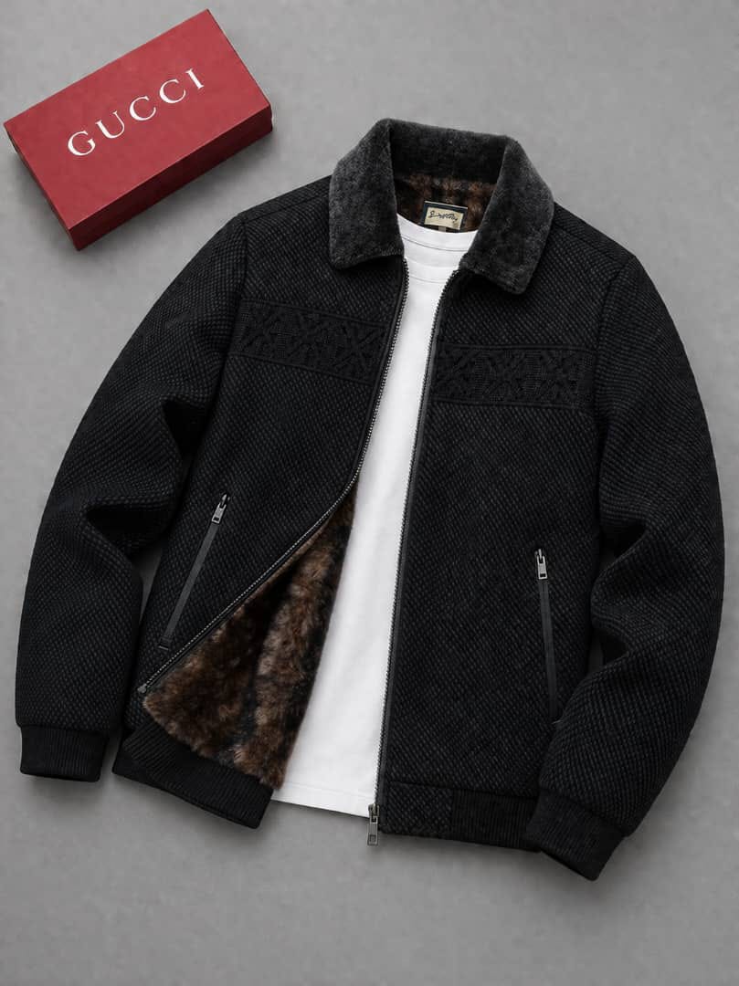 Men's Tweed Fleece-Lined Zip-Up Jacket