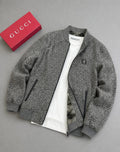 Men's Grey Monogram Jacquard Bomber Jacket