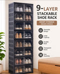 9-Layer Foldable & Transparent Shoe Rack