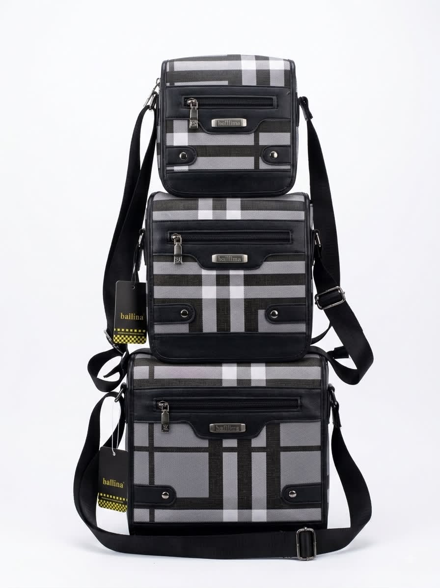 Ballina Plaid Messenger Bag – 3pcs Set
