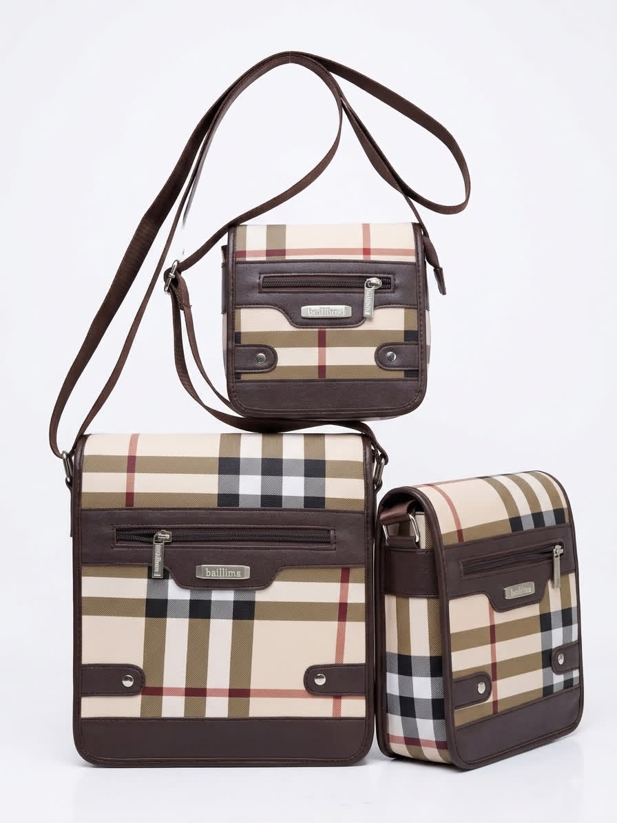 Ballina Plaid Messenger Bag – 3pcs Set