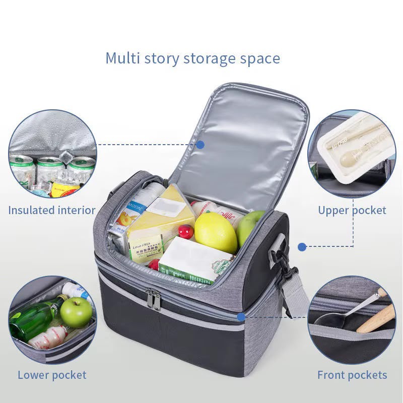 Dual Compartment Insulated Lunch Bag
