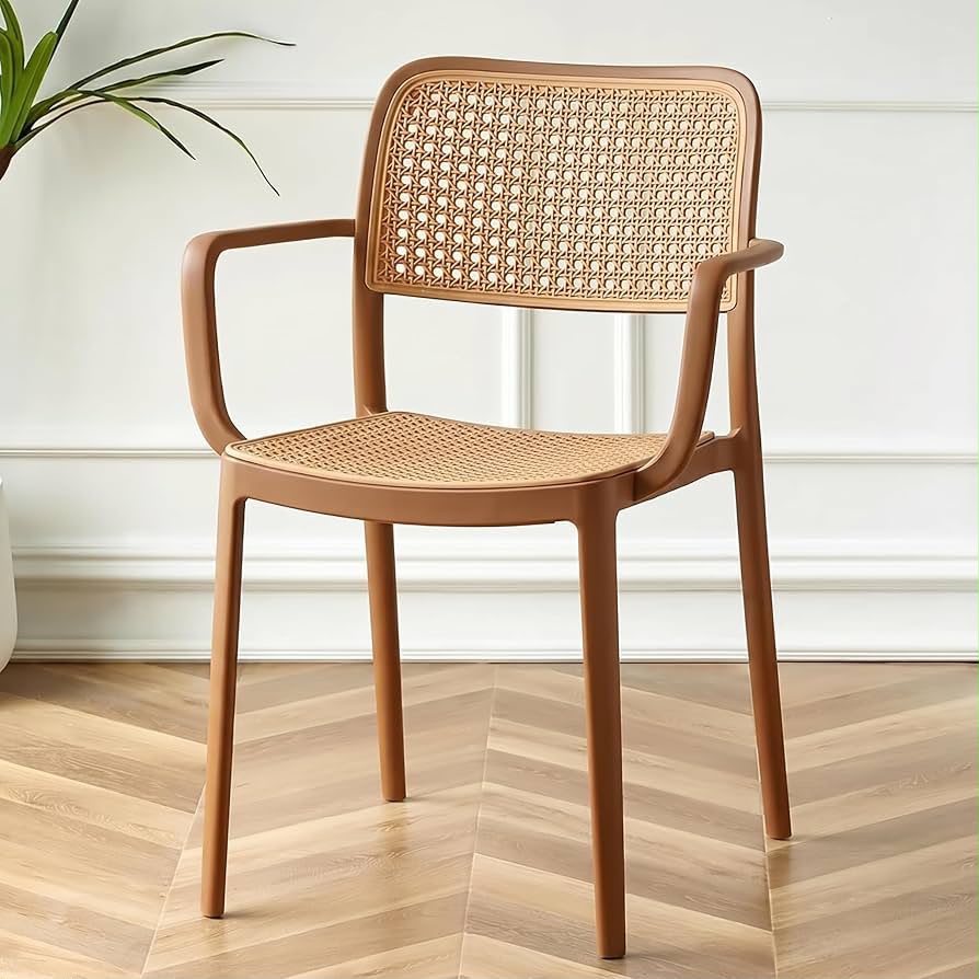 Rattan Weave Dining Chair with Armrests