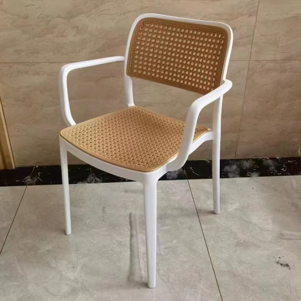 Rattan Weave Dining Chair with Armrests