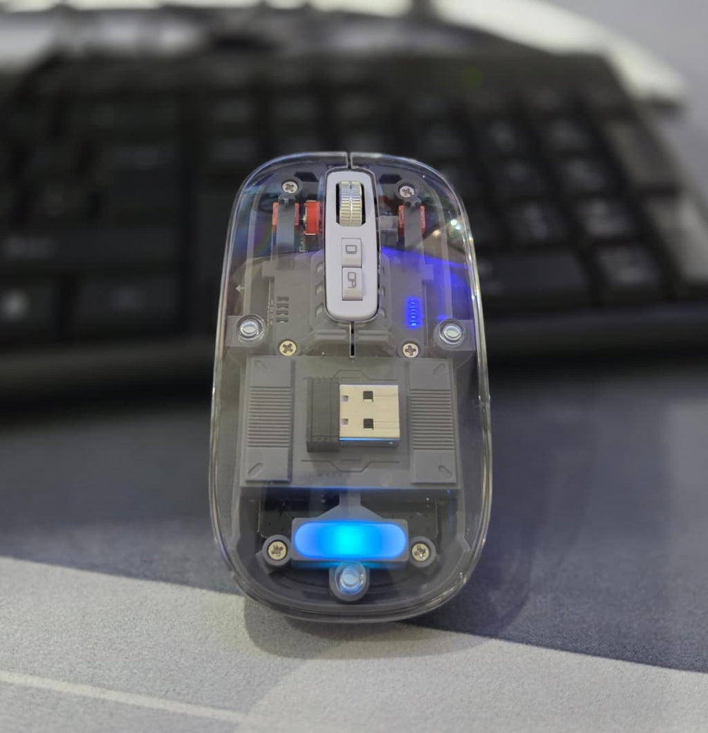 Classic Transparent Wireless Mouse with LED Light