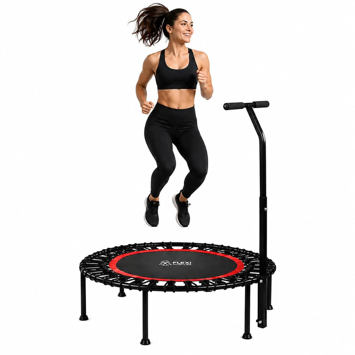 Mini Fitness Trampoline with Adjustable Handle Bar