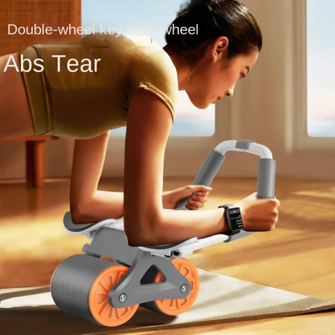 Double Wheel Ab Roller with Elbow Support | Core Strength Abdominal Workout Wheel for Home Gym