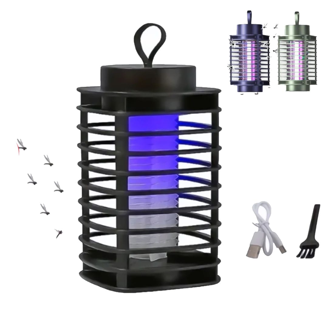 Electric UV Mosquito Killer Lamp | USB Rechargeable Bug Zapper with Hanging Hook & Cleaning Brush
