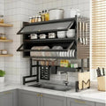 Wall-Mounted Kitchen Storage Rack with Flip Cabinet & Dish Drainer | Over-Sink Organizer with Hooks