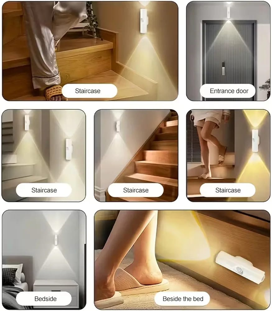 GITGRNTH RGB LED Indoor Wall Light with Motion Sensor & Color Changing (Rechargeable) | Modern Up/Down 2 Way Wall Lamp with Automatic RGB Color Cycling