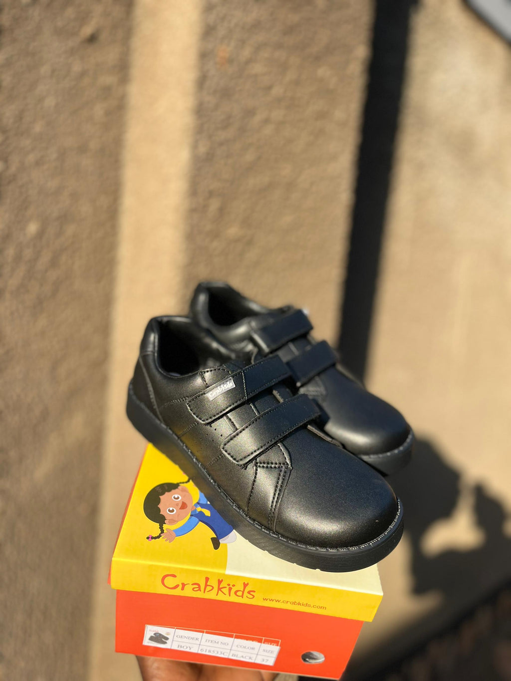 Crabkids Boys Black Double Velcro Sneaker School Shoes