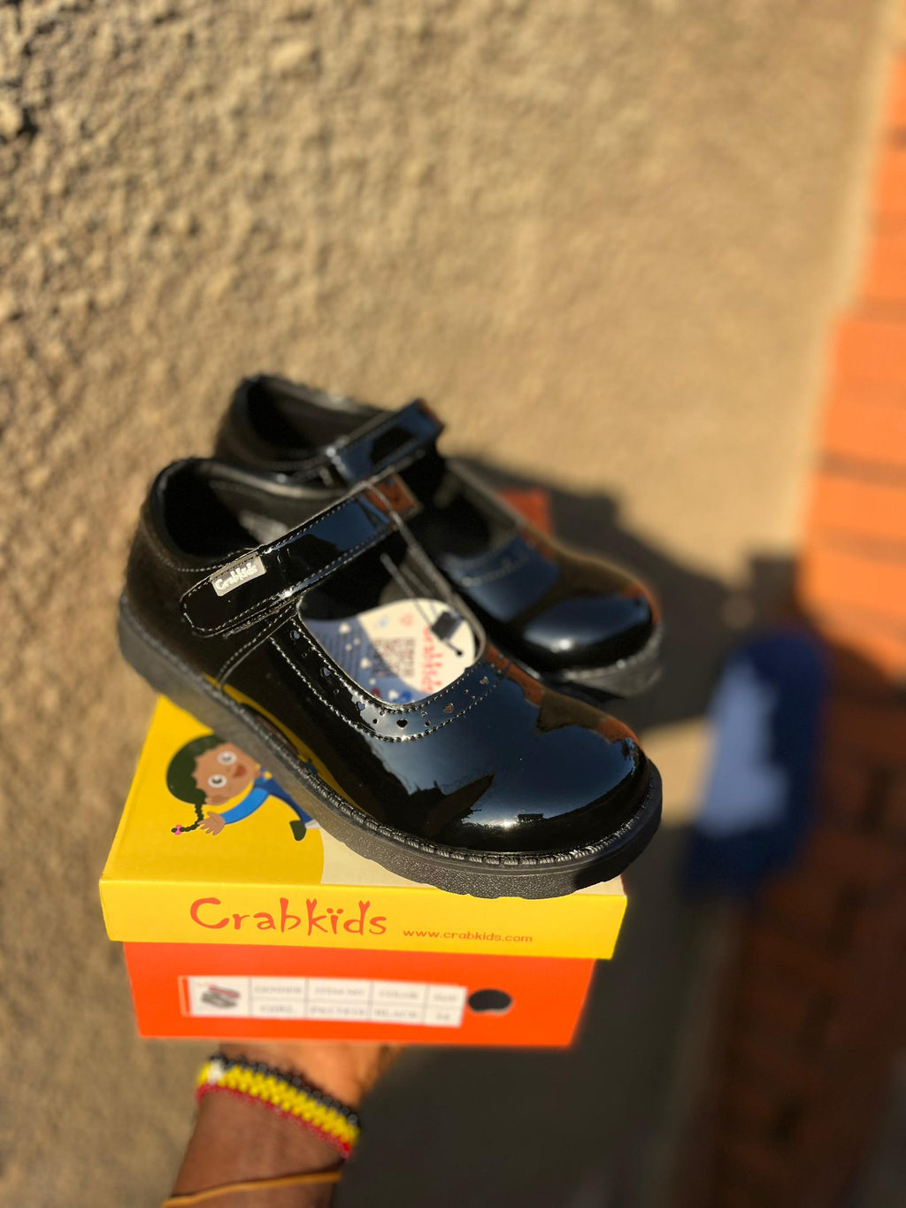 Crabkids Girls Black Patent T-Bar Mary Jane School Shoes