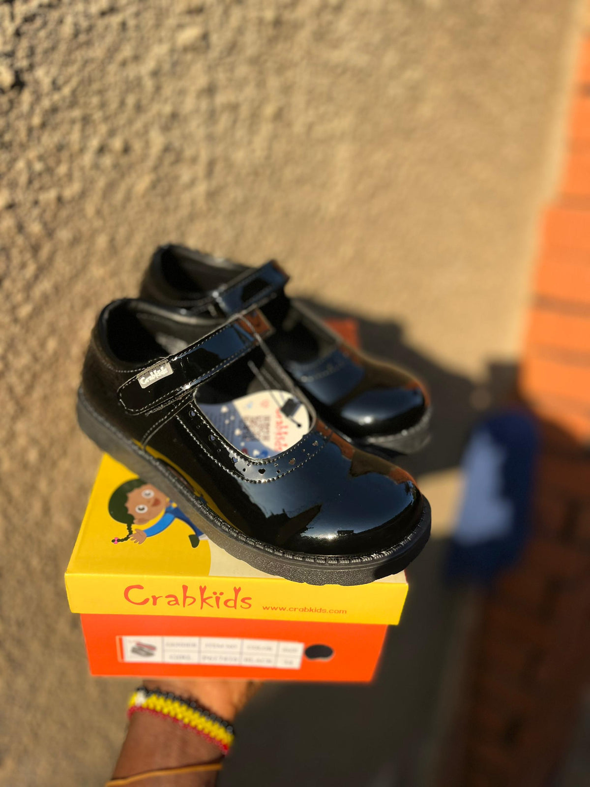 Crabkids Girls Black Patent T-Bar Mary Jane School Shoes