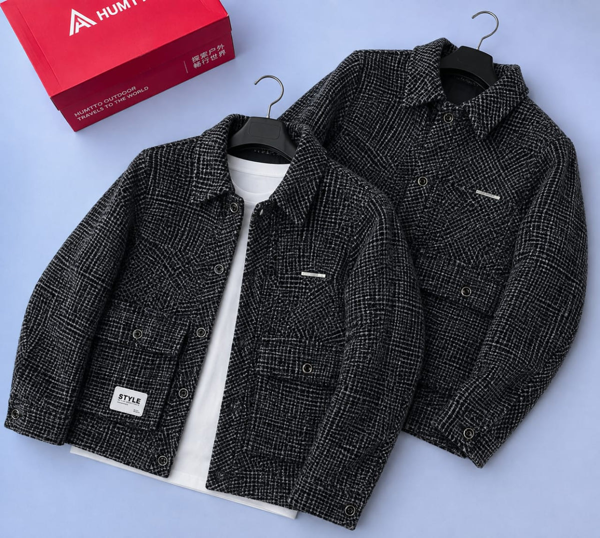 Men's Dark Tweed Overshirt Jacket