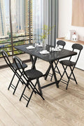 Foldable Dining Table & Chair Set - Dark Walnut (4 Chairs)