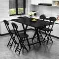 Foldable Dining Table & Chair Set - All Black (4 Chairs)
