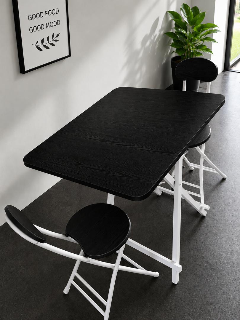 Square Foldable Dining Table & 2 Chairs 70×70cm - Black