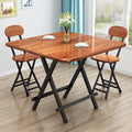 Square Foldable Dining Table 70×70cm - Deep Wood Grain with 2 chairs