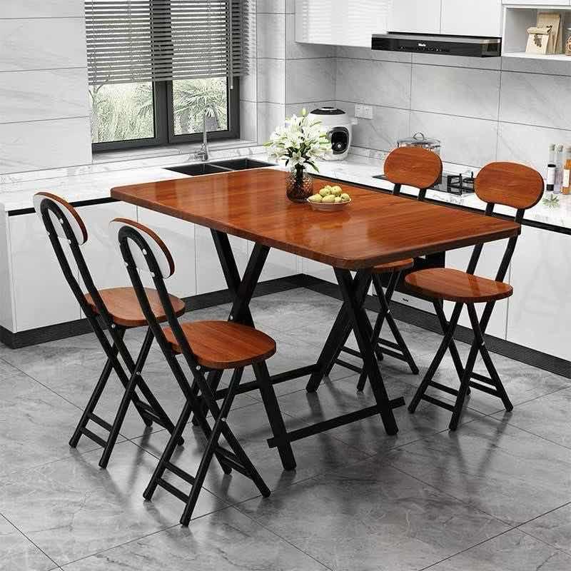 Foldable Dining Table & Chair Set (4 Chairs) - Brown