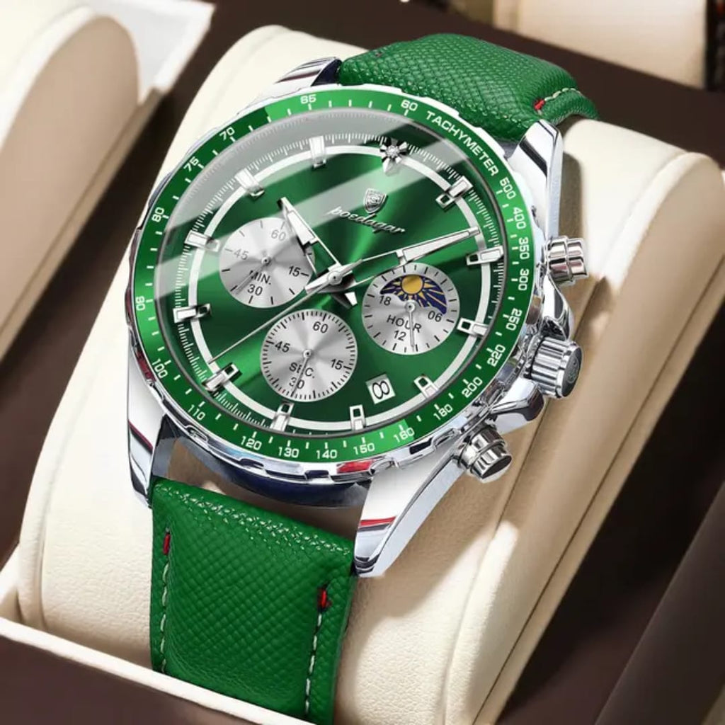 Men's Green Chronograph Moon Phase Watch