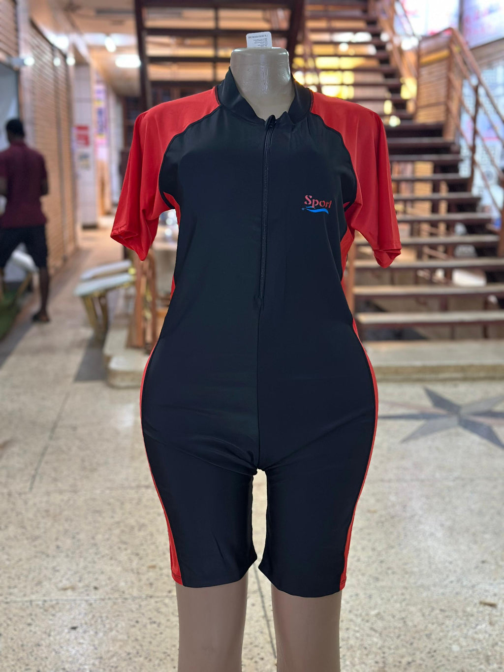 Women's Sport Swimming Costume – Black & Red