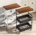 3-Tier Rolling Storage Cart with Wooden Top