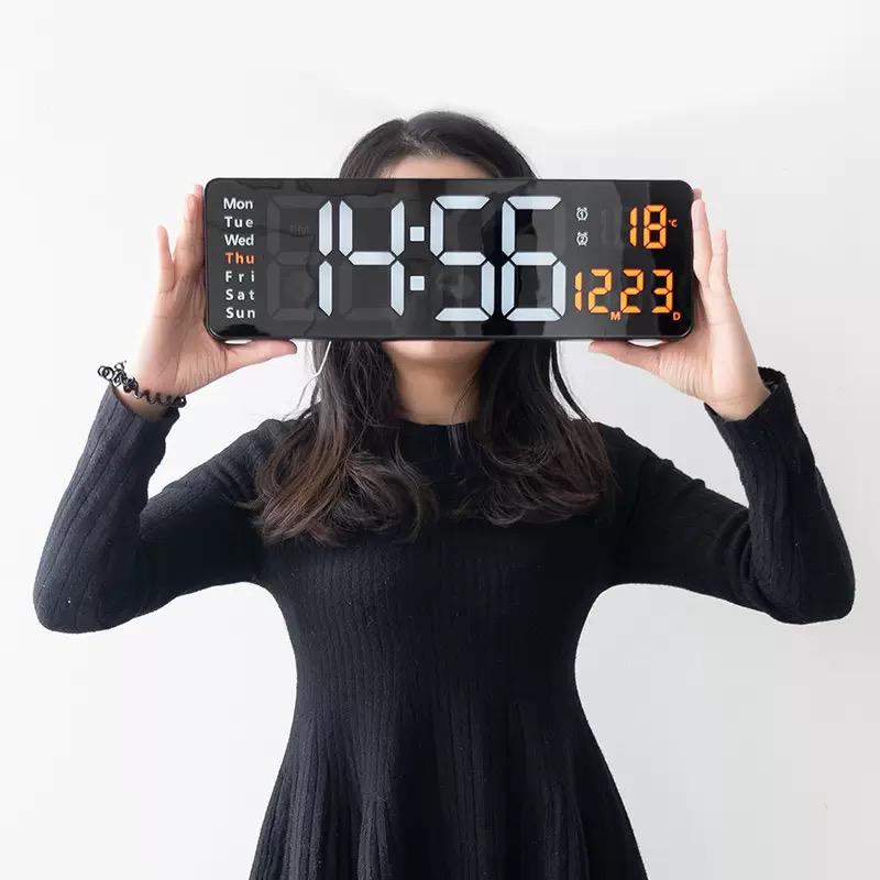 Large LED Digital Wall Clock with Date & Temperature