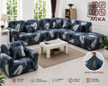 8 Seater L-Shape Sofa Cover – Tropical Leaf Print