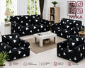 7 Seater Sofa Cover – Black White Triangle Print