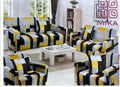 7 Seater Sofa Cover – Yellow Black Grey Block Print