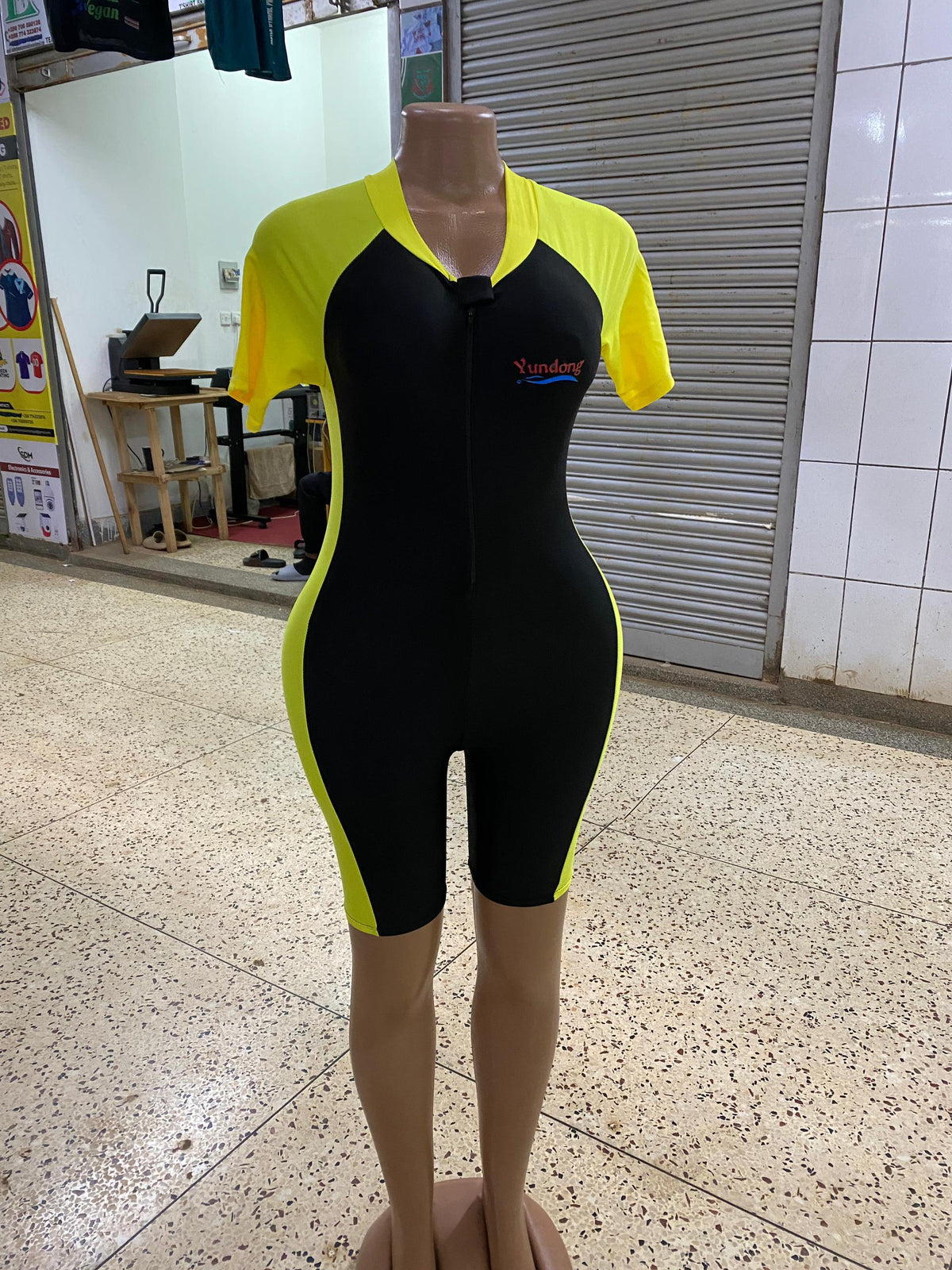 Women's Sport Swimming Costume – Black & Yellow