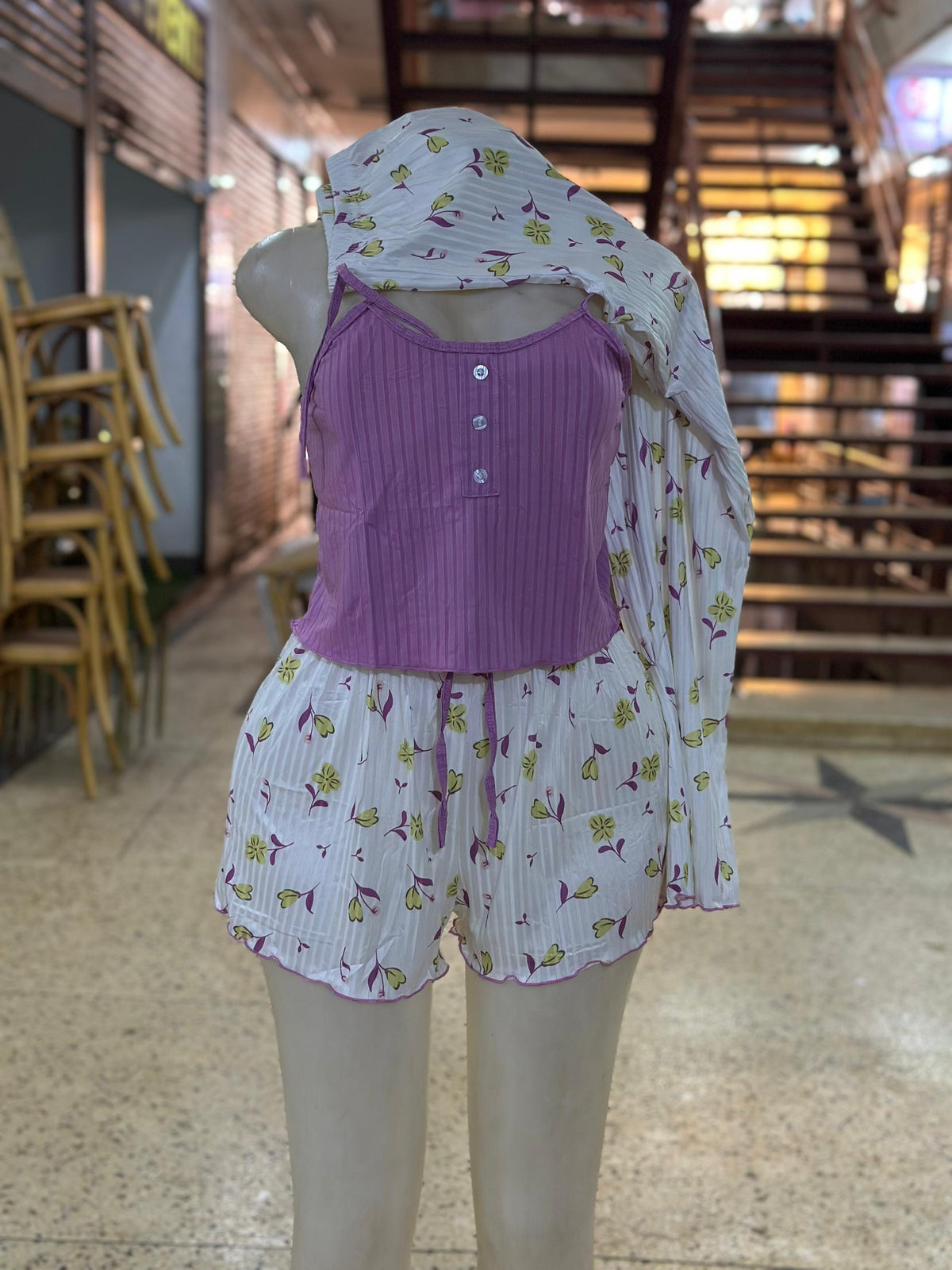 Ladies Nightwear Set – Purple Floral