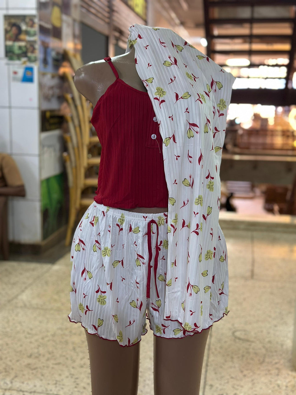 Ladies Nightwear Set – Red Floral