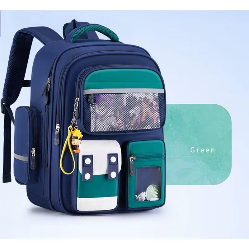 Kids' Navy & Green Anime School Backpack