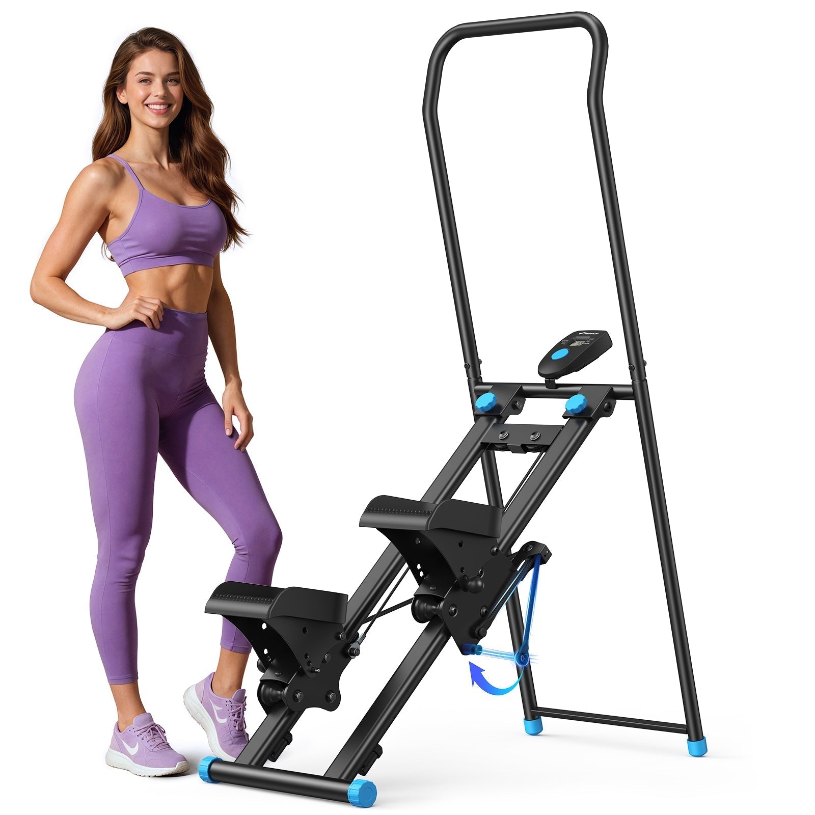 Folding Vertical Cardio Stair Climber Machine with Handlebar & LCD Monitor